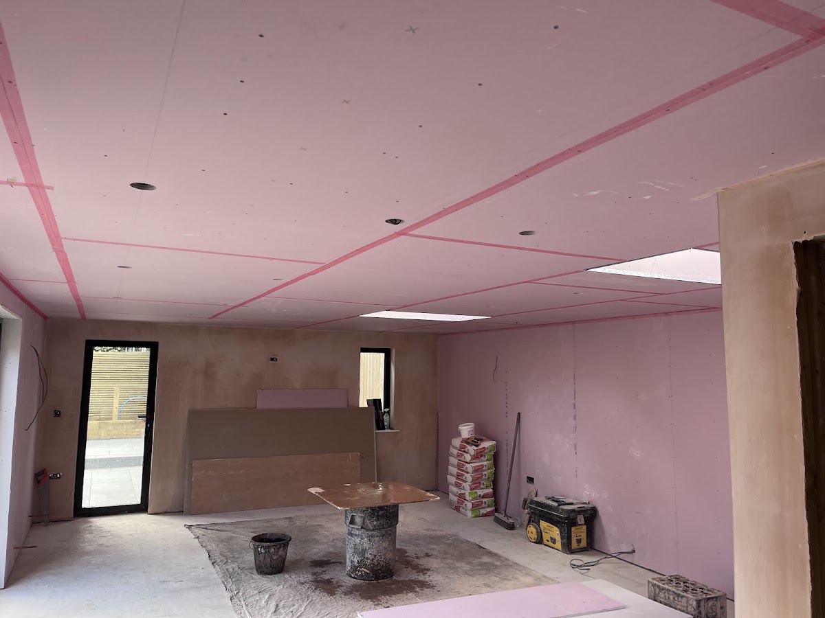 Full open-plan room, boarded and skimmed