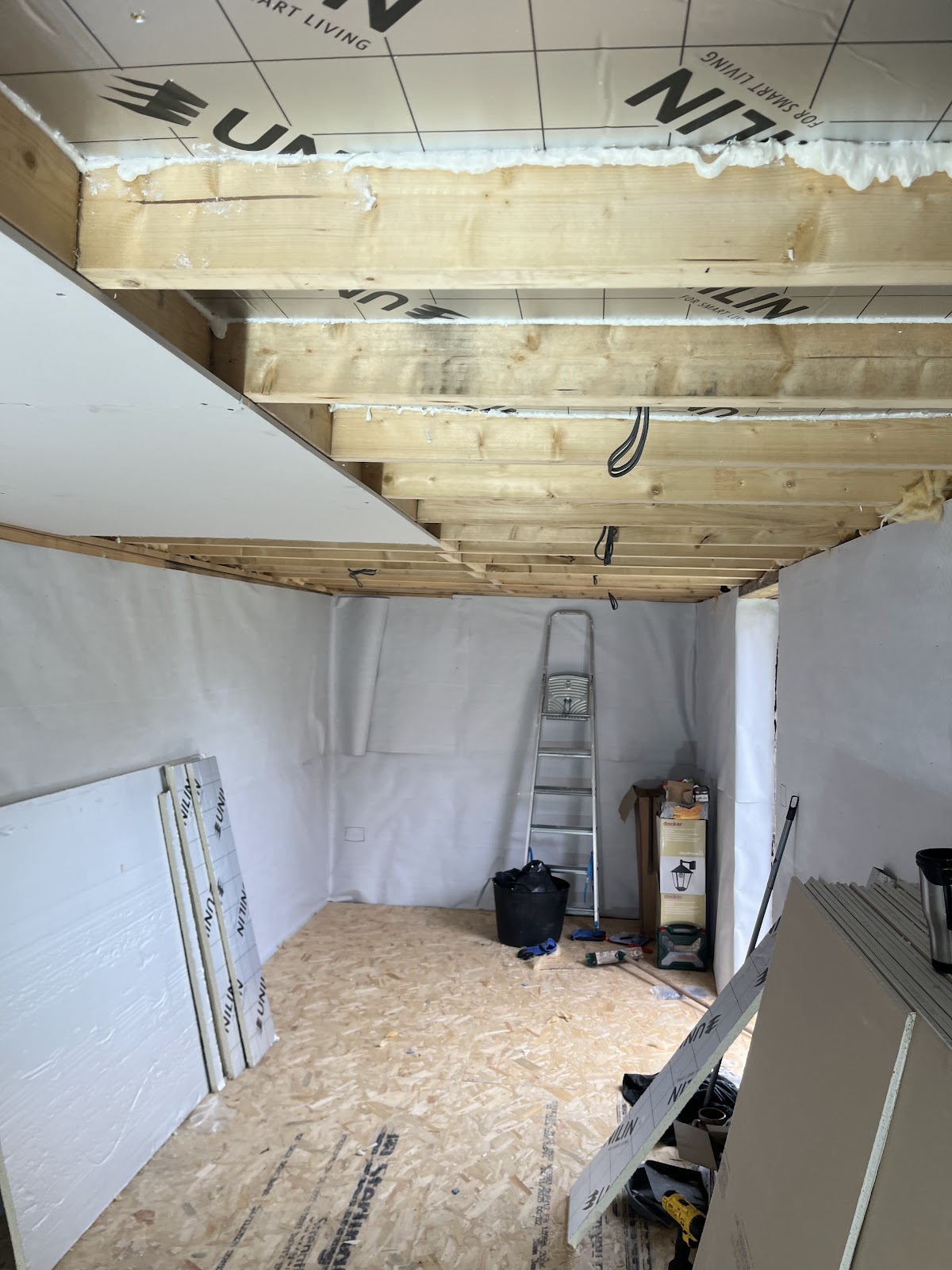 New ceiling, joists and boarding